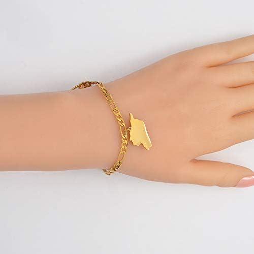 LTH12 Bracelet for Women - Syria Map Bracelets for Men Women Girl Syrian Ethnic Accessories Chain Link Bracelet Jewelry Gifts #105821 - Bracelet 21cm Only