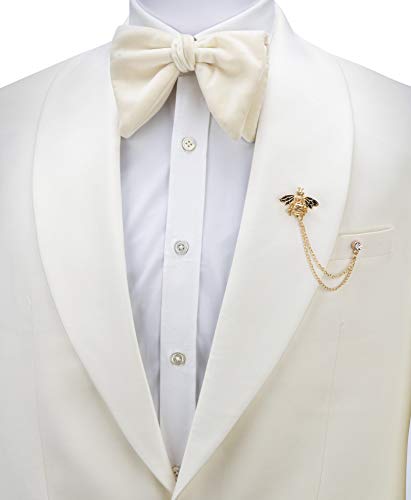 AN KINGPiiN Lapel Pin for Men Bee with Hanging Chain Brooch Suit Stud, Shirt Studs Men's Accessories (Gold) - Thumbnail 2