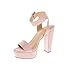 calico KiKi Women's Shoes Buckle Ankle Strap Open Toe Chunky High Heel Platform Dress Sandals