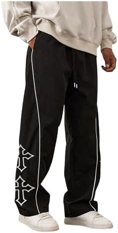 Amazon.com: VIPWOLF Men's Cross Graphic Track Pants Y2k Drawstring