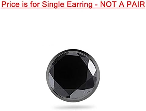 0.37-0.42 Cts of 4 mm AAA Round Black Diamond Mens Stud Earring in 14K Blackened White Gold-ScrewBacks