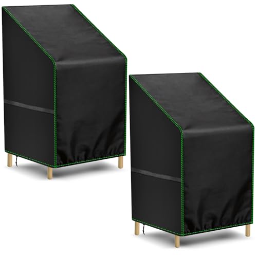 Zocipro 2 Coperture per Sedie da Giardino, Oxford 210D Resistente e Impermeabile, 64x64x70/120 cm, Antivento e Anti-UV, per Sedie Impilabili da Patio e Giardino, con Cordino