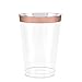50 Rose Gold Rimmed Clear Hard Plastic Cups | 10 oz. Fancy Disposable Wedding Tumblers for Party & Wedding (50-Pack)