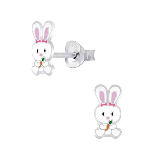 Bunny Rabbit with a Carrot Earrings 925 Sterling Silver