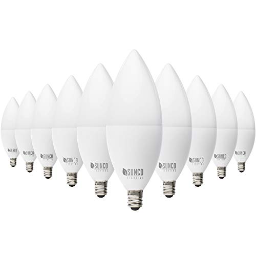Sunco Lighting 10 Pack B11 LED Candelabra Bulb, DusktoDawn, 5W=40W