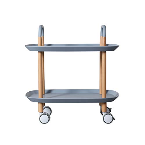 Nordic Solid Wood Dining Kitchen cart,Tea Trolley Storage Dining car Modern Minimalist Living Room Multi-Function Side Corner bar cart-Blue