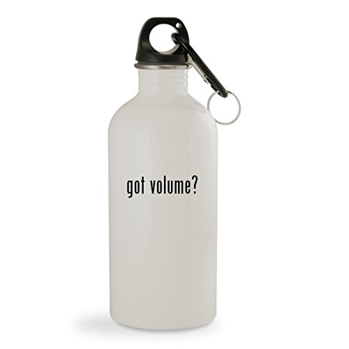 got volume? - 20oz White Sturdy Stainless Steel Water Bottle with Carabiner