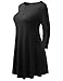 AMORE ALLFY Women's 3/4 Sleeve Round Neck Flare Hem Tunic Black X-Large