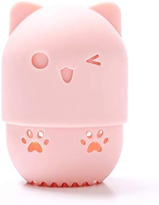 Cute Makeup Sponge Holder Container, Soft Silicone Beauty Egg Storage Box, Makeup Brush Puff Cleaning Tool, with Cleaning Function, Makeup Sponge Carrying Case for Travel