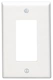 Leviton 80601-W 1-Gang Decora/GFCI Device Wallplate, Midway Size, Thermoset, Device Mount, White