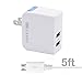 Wall Charger,Earldom 2.4 AMP Dual Port Charger For Samsung Galaxy S6 S7 Note 4 5 Edge Plus,HTC,Nokia,Blackberry and More Device (5 Foot Micro USB Charging Cable Incouded)