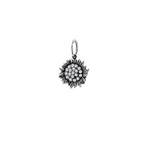 NKlaus silver 925 sterling silver chain pendant orthodox sunflower with 19 zirconia 6297