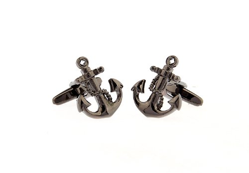 LBFEEL Nautical Anchor USN Cufflinks for Men in Gun Color with a Gift Box - Thumbnail 2