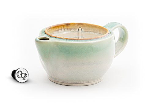 Georgetown Pottery G12 Shaving Scuttle Mug - Ivory & Green Oribe