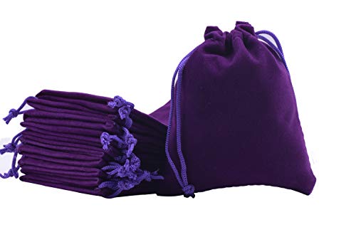 Sansam 50pcs Purple Velvet Drawstrings Gift Bags Jewelry Pouches for Wedding Favors, Candy Bags, Party Favors, 4.0x4.8