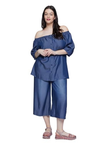 Fiorella Rubino: Pantalones Cropped de Lyocell Azul 35 Spring Summer 24