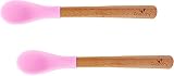 Avanchy - Infant Feeding Spoon Set, Organic Bamboo Handle and Gum-Friendly Soft Silicone Tip - 2 Pack, Pink