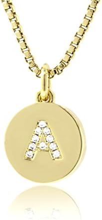 Initial Necklace, A Necklace, Cubic Zircon Pave Gold Tone Necklace with 14''-24'' Adjustable Box Chain, Bridesmaid Jewelry Gift