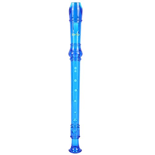 Soprano Descant Recorder 8 Hole-3 Piece Kids Crystal Music Flute w/ Cleaning Rod Bag Instruction Blue