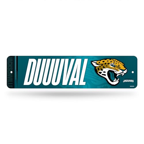 Rico Industries NFL Football Jacksonville Jaguars Metal Street Sign 4 x 15 Home Decor - Bedroom - Office - Man Cave