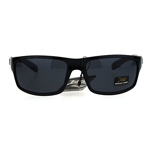 All Black Locs Rectangular Cholo Gangster Mad Dog Plastic Sunglasses