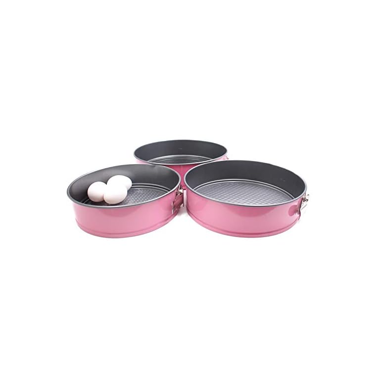 [3Set] Baking Springform Round Pan Set, Pink 3 Pcs 222426 cm, Non