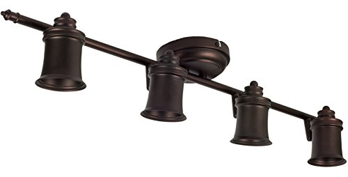 Adjustable 4 Light Track Lighting Wall and Ceiling Mount Fixture Kitchen and Dining Room (Bronze)