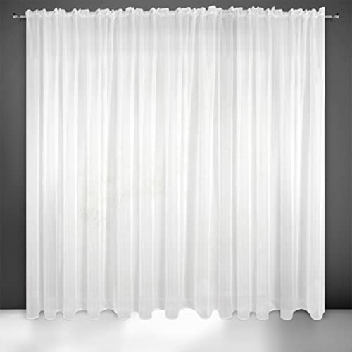 Eurofirany Lucy Tenda in Voile, Tenda Trasparente con Fettuccia Arricciatenda - 1 unita, Camera da Letto, Soggiorno, Cucina, 300 x 300cm, Bianco