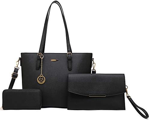 Women Handbag Purse Hobo Faux Leather Messenger Bag Clutch Satchel Bag 2 Piece Gift Set