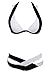 EVALESS Womens Cross Double Colored Padded Push Up Halter Bikini White/Black Medium Size