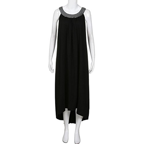 Plus Size Dress,Clearance! AgrinTol Women Sleeveless Beads Collar Solid Party Dress (3XL, Black) - Thumbnail 5