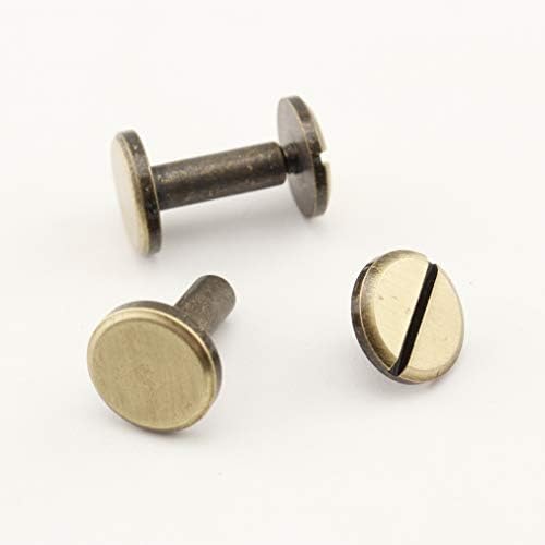 Anti Bronze, 11mm x 10mm 9 Different Size zinc Alloy Round Screws Rivets Chicago Screw Concho Screw Chicago Button for DIY Leather Decoration Bookbinding. 15 Sets per lot AC108
