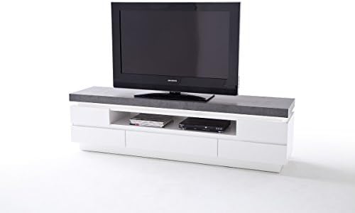 ATLAN 48672WB white tv unit - modern tv stand - white matt fronts - tv media furniture