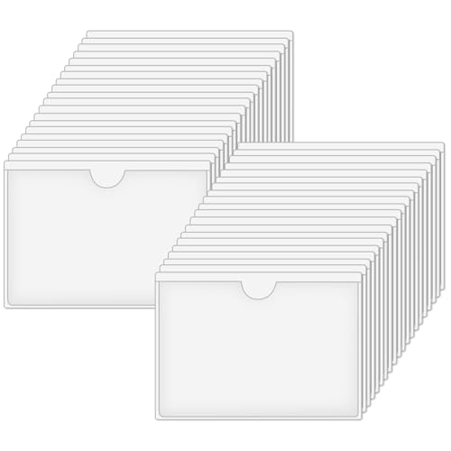 60 x Self-Adhesive Label Holders 10 x 6 cm for Labelling Window, Transparent, Transparent