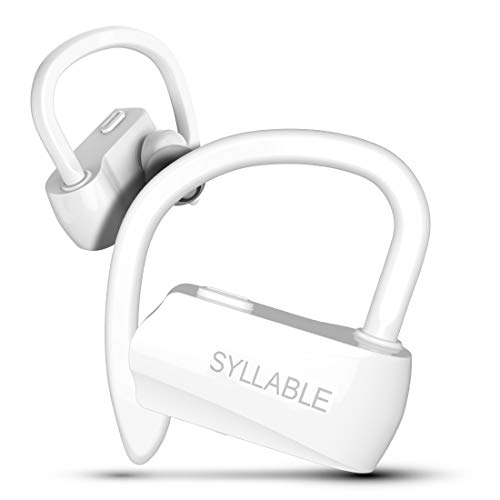 Syllable Bluetooth Headphones,Wireless Earbuds, HD Stereo Sound Wireless Headset Bluetooth 5.0,Real IPX5 Sweatproof for sports, music,6H Playtime Built-in Microphone(WHITE)