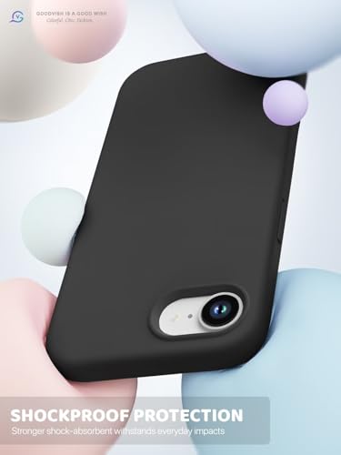 GOODVISH 3 IN 1 for iPhone 17e Case/iPhone 16e Case Liquid Silicone, [with 2 HD Screen Protector][Full Body] Protective Cover Anti Slip Slim Soft Microfiber Lining iPhone 17 e Phone Case, Black