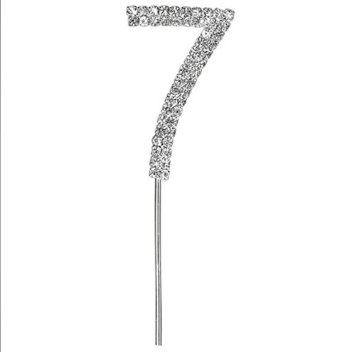 Sparkly Diamante Cake Topper Number (7th, Silver)