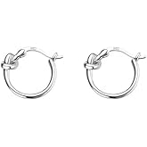 DIAMANTIO 925 Sterling Silver Knot Hoop Earrings – 18K Gold Plated Minimalist Love Knot Design Small Huggie Hoops for Women & Men