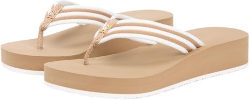 Sandálias de verão às riscas de Th FW0FW09196 femininas, KHAKI (Safari Canvas), 4