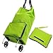 Services for You Collapsible Foldable Rolling Shopping Bag on Wheels, Reusable Folding Shopping Cart Trolley Bag with Wheel , (Green)