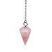 Crystal Pendulum Made of Natural Rose Quartz Gemstone for Dowsing Divination Chakra Reiki. Pointed with Chain and Jewelry Pouch