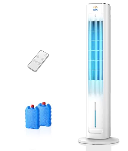 EXNOS Silent Air Cooler - Alternative Air Conditioner Mobile Without Evacuation, 75° Oscillation, 12H Timer, Remote Control, White
