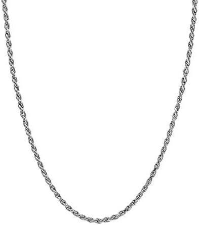 Fine 14k Rope Chain White Gold Men Women Teens Charm Pendant Necklace Jewelry Easter Gift