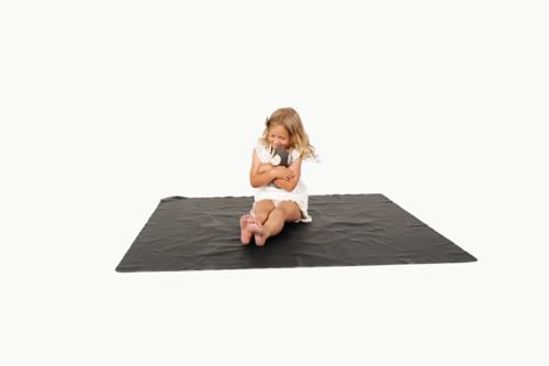 Gathre Large Baby Splat Mat for Under High Chair, Wipeable & Water Resistant Leather, Foldable, Anti-Slip, Activity Mat for Mealtime & Playtime Messes - Raven