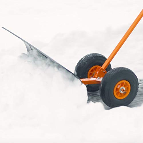 Snow Shovel with Wheels for Driveway Doorway, Ohuhu Heavy Duty Metal