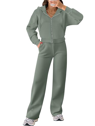 CHICME 2025 2 Piece Outfits For Women Ribbed Sweater Hoodie Long - View #4
