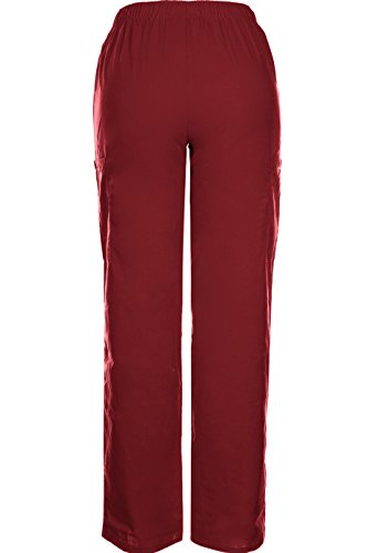 MedPro Women's Solid Medical Scrub Set Mock Wrap Top and Cargo Pants Wine L