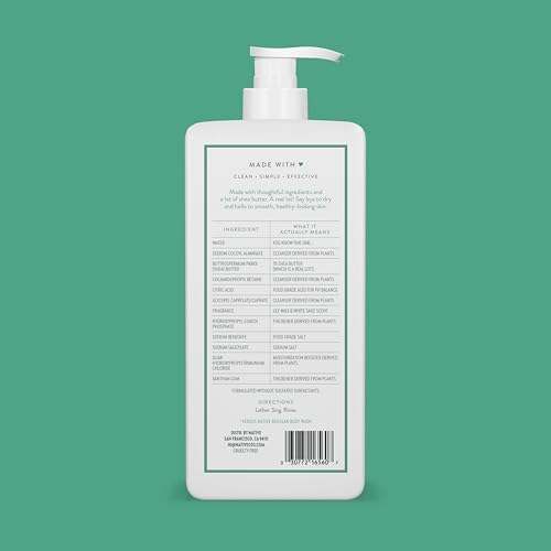 NATIVE MOISTURIZING BODY WASH CONTAINS NATURALLY DERIVED INGREDIENTS | FOR WOMEN & MEN, SULFATE, PARABEN, & DYE FREE LEAVING SKIN SOFT AND HYDRATED | LILY MILK & WHITE SAGE 18 OZ