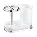 mDesign Decorative Bathroom Dental Storage Organizer Holder Stand for Electric Spin Toothbrush/Toothpaste - Compact Design for Countertop and Vanity, Holds 4 Standard Brushes - White/Chrome