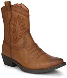 Delize Tan Size 40 Synthetic Leather Men Cow Boy Boots